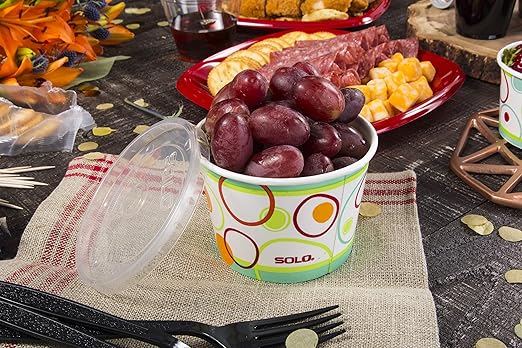 Solo Cup Company Solo Cup Paper Snack Bowl with Lid, 60 Count, 12 Oz