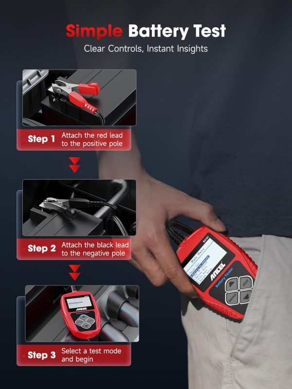 ANCEL BA101 Car Battery Tester 12V - Digital Automotive Batteries & Alternator Diagnostic Tool - Image 2