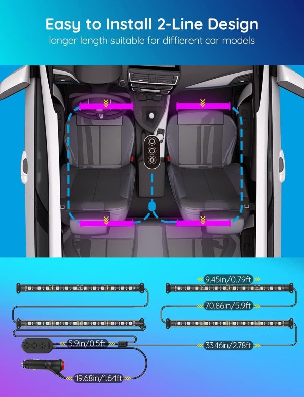 Govee Car LED Lights, Smart Interior Lights with App Control, RGB Inside Car Lights - Image 2